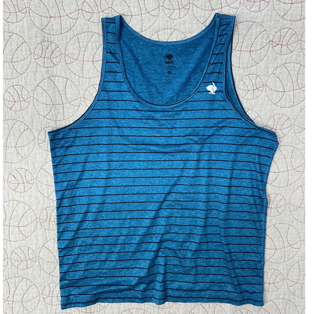 Rabbit EZ Tank Top Blue Striped Running Athletic / Mens XL